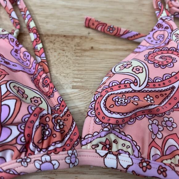 Wild Fable Women's Peach Paisley Print Bralette Bikini Top - Size XXS - NWT - Picture 4 of 10